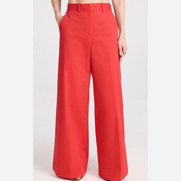 Theory Pants - Theory Womens Red High Rise Stretch Wide Leg Pants Soft Chino NWOT Size 6